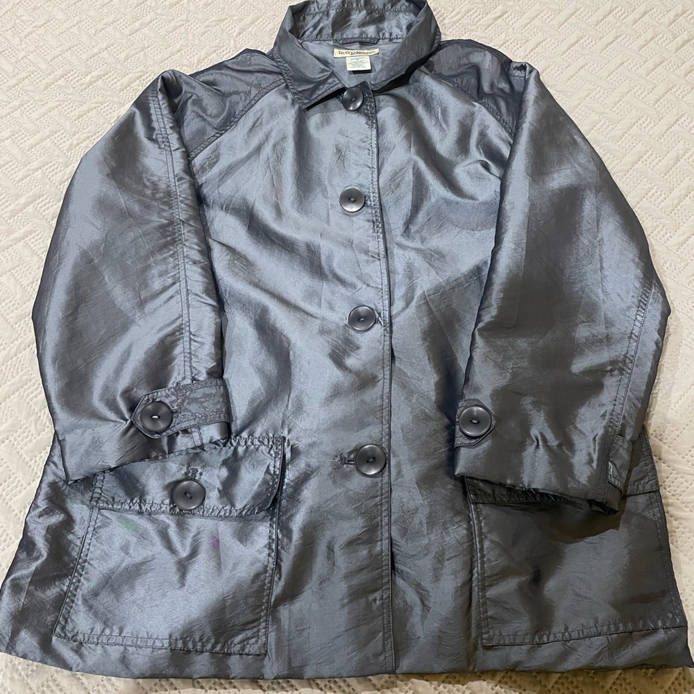 TravelSmith Shimmering Gray Trench Coat - P2